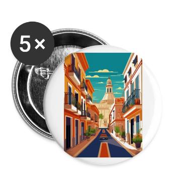 Jerez de la Frontera Spanien Vintage Reiseposter - Buttons groß 56 mm (5er Pack) - Weiß - Vorne