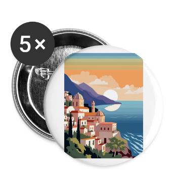 Amalfi Italien Dekoration Vintage Reiseposter WPA - Buttons groß 56 mm (5er Pack) - Weiß - Vorne