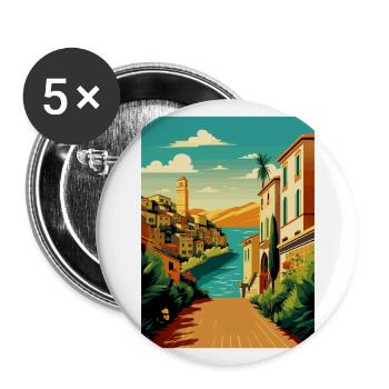 Sicile Italie Décoration Vintage Voyage Affiche WPA - Lot de 5 grands badges (56 mm) - blanc - Devant
