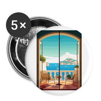 Capri Italien Dekoration Vintage Reiseposter WPA - Buttons groß 56 mm (5er Pack) - Weiß - Vorne