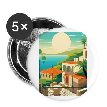 Capri Italien Dekoration Vintage Reiseposter WPA - Buttons groß 56 mm (5er Pack) - Weiß - Vorne