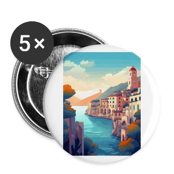 Amalfi Italien Dekoration Vintage Reiseposter WPA - Buttons groß 56 mm (5er Pack) - Weiß - Vorne