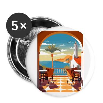 Costa del Sol Spanien Vintage Reiseposter Souvenir - Buttons groß 56 mm (5er Pack) - Weiß - Vorne