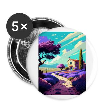 Provence Frankreich Vintage Reiseposter WPA Souvenir - Buttons groß 56 mm (5er Pack) - Weiß - Vorne