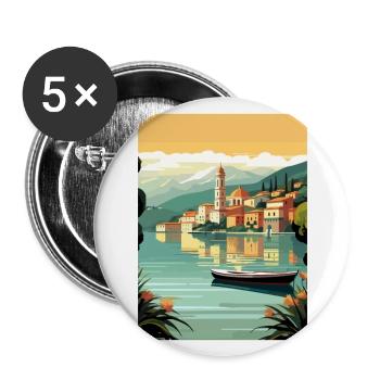 Lake Como Italy Decoration Vintage Travel Poster - Buttons large 2.2''/56 mm (5-pack) - white - Front