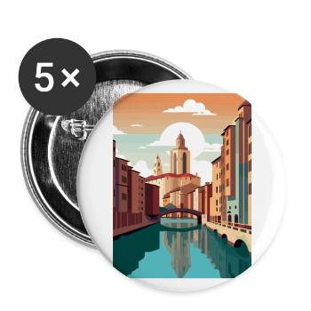 Girona Spain Vintage Travel Poster WPA Souvenir - Buttons large 2.2''/56 mm (5-pack) - white - Front