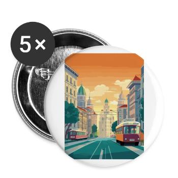 Vienne Autriche Vintage voyage affiche WPA Souvenir - Lot de 5 grands badges (56 mm) - blanc - Devant