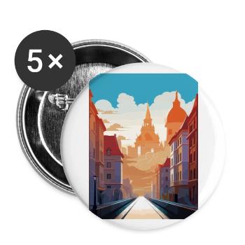 Prague Czech Republic Vintage Travel Poster WPA - Buttons large 2.2''/56 mm (5-pack) - white - Front