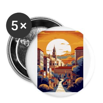 Toledo Spanien Vintage Reiseposter WPA Souvenir - Buttons groß 56 mm (5er Pack) - Weiß - Vorne