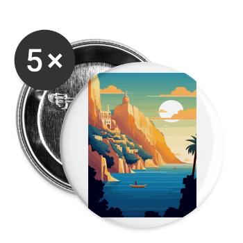 Capri Italien Dekoration Vintage Reiseposter WPA - Buttons groß 56 mm (5er Pack) - Weiß - Vorne