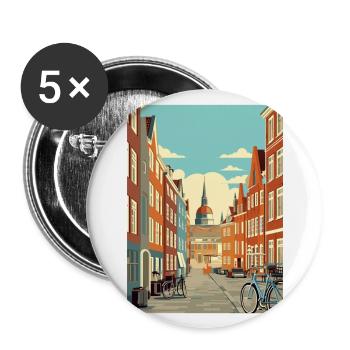 Copenhague Danemark Vintage voyage affiche Souvenir - Lot de 5 grands badges (56 mm) - blanc - Devant