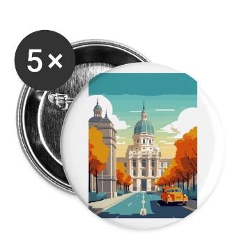 Madrid Spanien Vintage Reiseposter WPA Souvenir - Buttons groß 56 mm (5er Pack) - Weiß - Vorne