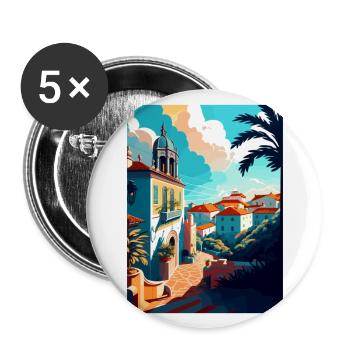 Sintra Portugal Vintage voyage affiche WPA Souvenir - Lot de 5 grands badges (56 mm) - blanc - Devant