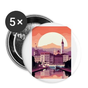 Prague Czech Republic Vintage Travel Poster WPA - Buttons large 2.2''/56 mm (5-pack) - white - Front