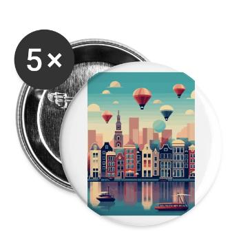 Amsterdam Niederlande Vintage Reiseposter WPA - Buttons groß 56 mm (5er Pack) - Weiß - Vorne