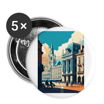 Brussels Belgium Vintage Travel Poster Souvenir - Buttons large 2.2''/56 mm (5-pack) - white - Front