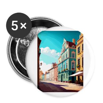 Zielona Gora Pologne Vintage voyage affiche Souvenir - Lot de 5 grands badges (56 mm) - blanc - Devant