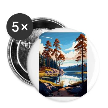 Roztocze Pologne Vintage voyage affiche WPA Souvenir - Lot de 5 grands badges (56 mm) - blanc - Devant