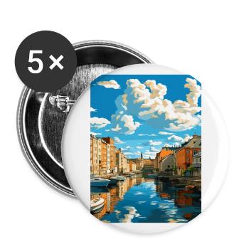 Tampere Finlande Vintage voyage affiche WPA Souvenir - Lot de 5 grands badges (56 mm) - blanc - Devant