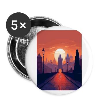 Prague Czech Republic Vintage Travel Poster WPA - Buttons large 2.2''/56 mm (5-pack) - white - Front