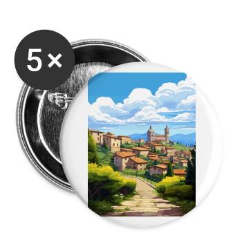 Bergamo Italien Vintage Reiseposter WPA Souvenir - Buttons groß 56 mm (5er Pack) - Weiß - Vorne
