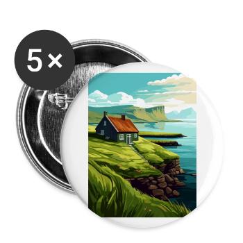 Faroe Island Denmark The Islands Travel Poster - Buttons large 2.2''/56 mm (5-pack) - white - Front
