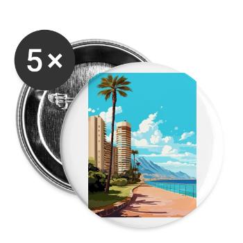 Alicante Espagne Vintage voyage affiche WPA Souvenir - Lot de 5 grands badges (56 mm) - blanc - Devant