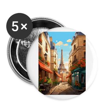 Paris Frankreich Vintage Reiseposter WPA Souvenir - Buttons groß 56 mm (5er Pack) - Weiß - Vorne