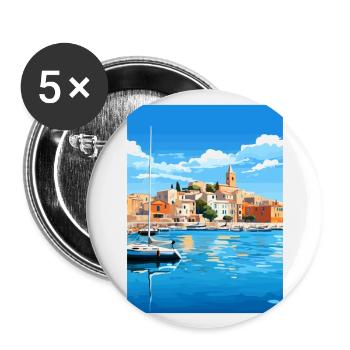 Balearen Spanien Vintage Reiseposter WPA - Buttons groß 56 mm (5er Pack) - Weiß - Vorne