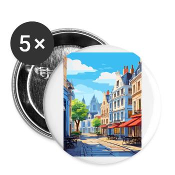 Lille Frankreich Vintage Reiseposter WPA Souvenir - Buttons groß 56 mm (5er Pack) - Weiß - Vorne