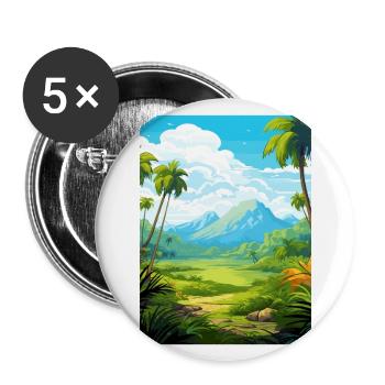 Parc national de la Guadeloupe France affiche de voyage - Lot de 5 grands badges (56 mm) - blanc - Devant