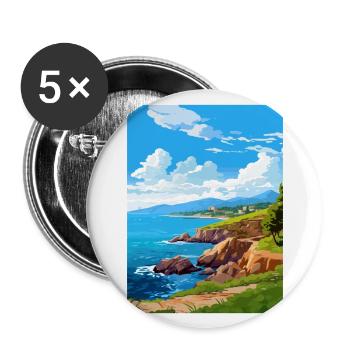 Port Cros Nationalpark Portcros Frankreich Souvenir - Buttons groß 56 mm (5er Pack) - Weiß - Vorne