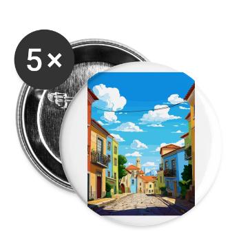 Vila Real Portugal Vintage voyage affiche Souvenir - Lot de 5 grands badges (56 mm) - blanc - Devant