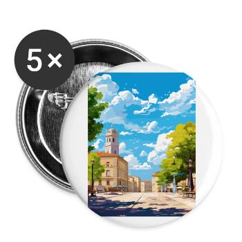 Nimes Frankreich Vintage Reiseplakat WPA Souvenir - Buttons groß 56 mm (5er Pack) - Weiß - Vorne