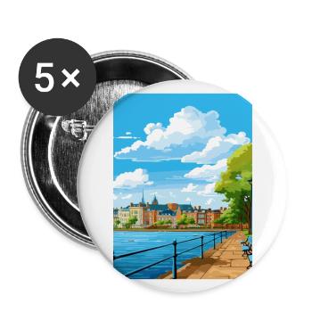 Kiel Decoration Germany Vintage Travel Poster WPA - Buttons large 2.2''/56 mm (5-pack) - white - Front