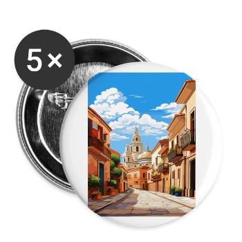 Murcia Spanien Vintage Reiseplakat WPA Souvenir - Buttons groß 56 mm (5er Pack) - Weiß - Vorne