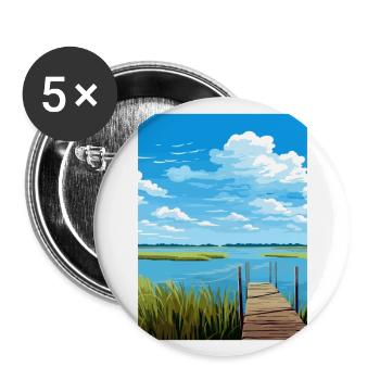 Lac Albufera Espagne Ibiza Déco Affiche de voyage - Lot de 5 grands badges (56 mm) - blanc - Devant