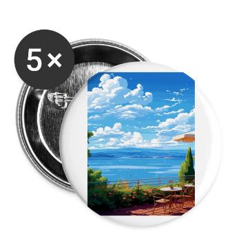 Lac de Bracciano Italie Vintage voyage affiche WPA Art - Lot de 5 grands badges (56 mm) - blanc - Devant