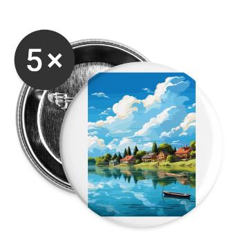 Lac Paladru Déco Affiche De Voyage Vintage Souvenir - Lot de 5 grands badges (56 mm) - blanc - Devant