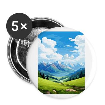 Reiseplakat des Pyrenäen-Nationalparks in Frankreich - Buttons groß 56 mm (5er Pack) - Weiß - Vorne