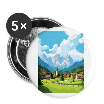 Kranjska Gora Slovénie affiche de voyage vintage WPA - Lot de 5 grands badges (56 mm) - blanc - Devant
