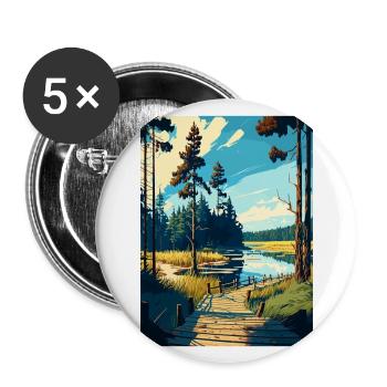 Bory Tucholskie Poland Vintage Travel Poster WPA - Buttons large 2.2''/56 mm (5-pack) - white - Front