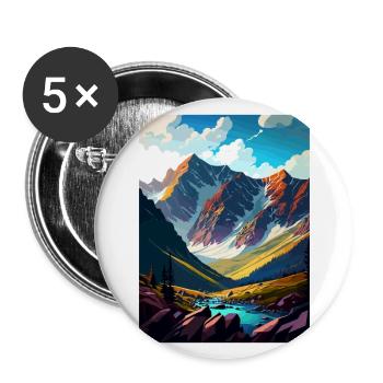 Berge Polen Vintage Reise Poster WPA - Buttons groß 56 mm (5er Pack) - Weiß - Vorne