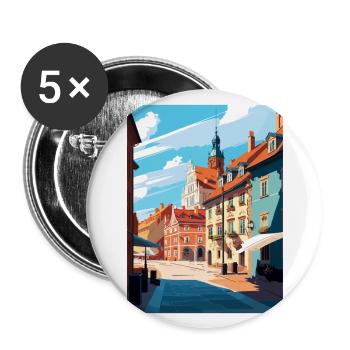 Olsztyn Poland Vintage Travel Poster WPA Souvenir - Buttons large 2.2''/56 mm (5-pack) - white - Front