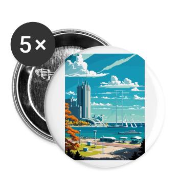 Gydnia Pologne Vintage voyage affiche WPA Souvenir - Lot de 5 grands badges (56 mm) - blanc - Devant