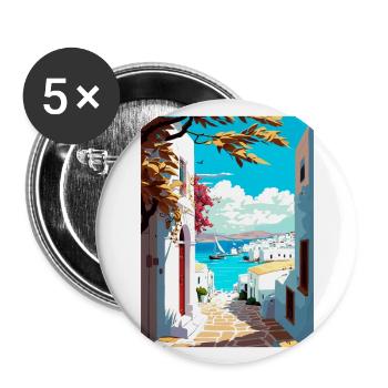 Paros Greece Decoration Vintage Travel Poster WPA - Buttons large 2.2''/56 mm (5-pack) - white - Front