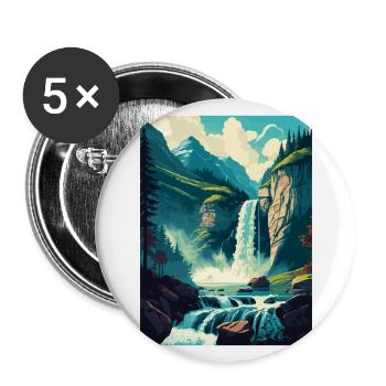 Chutes de Giessbach Suisse Affiche de voyage vintage - Lot de 5 grands badges (56 mm) - blanc - Devant