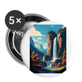 Staubbach Falls Switzerland Vintage Travel Poster - Buttons large 2.2''/56 mm (5-pack) - white - Front