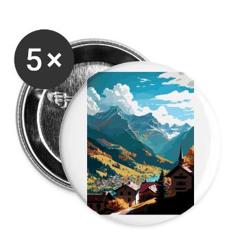 Sion Switzerland Vintage Travel Poster Souvenir - Buttons large 2.2''/56 mm (5-pack) - white - Front