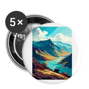 Brienzer Rothorn Suisse Affiche de voyage Vintage - Lot de 5 grands badges (56 mm) - blanc - Devant